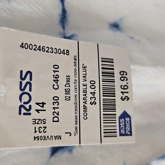 Blue and White Tie-Dye Mini Dress - Picture 4 of 7